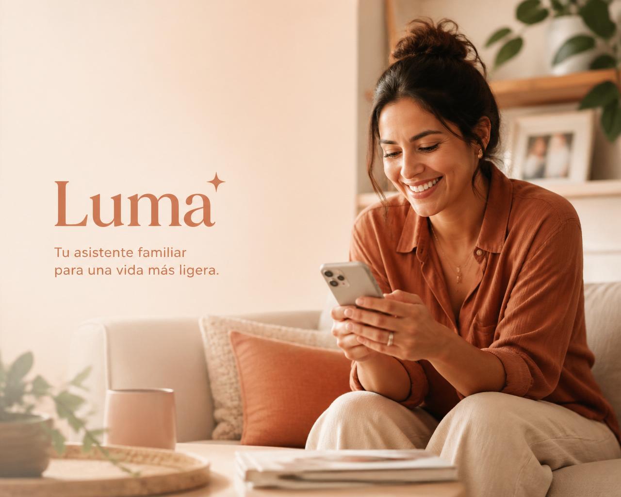 Mamá organizando a su familia con Luma desde su celular